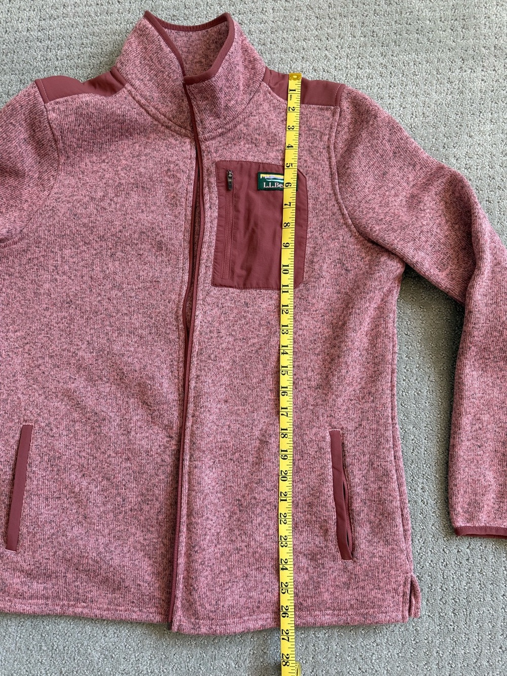 L.L. Bean Mountainside Marled Maroon Full-Zip Fleece Jacket - Picture 3 of 5